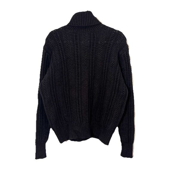Allsaints Turtleneck Sweater Womens S Wool Cable Knit Fisherman Chunky Heavy - Picture 2 of 5
